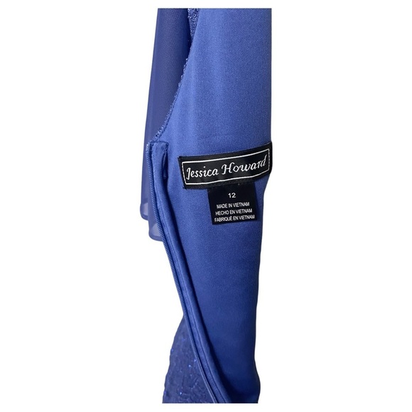 NWOT JESSICA HOWARD BOAT NECK SHORT FLUTTER SLEEVE FLORAL LACE IN PERIWINKLE - Picture 10 of 10